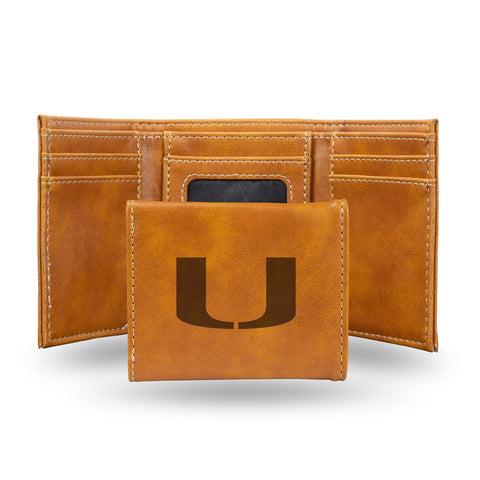 Miami Hurricanes Wallet Trifold Laser Engraved