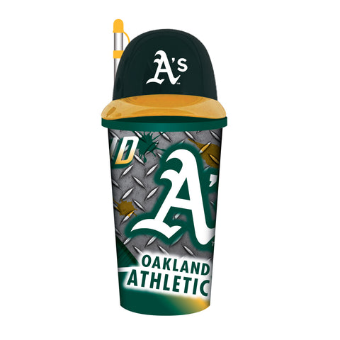 Oakland Athletics Helmet Cup 32oz Plastic with Straw Special Order