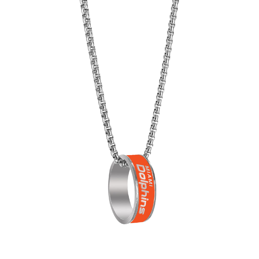 Miami Dolphins Necklace Fashion Ring Pendant Silver