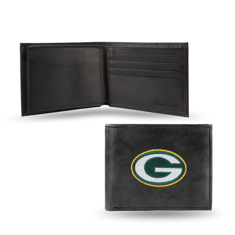 Green Bay Packers s Wallet Billfold Leather Embroidered Black