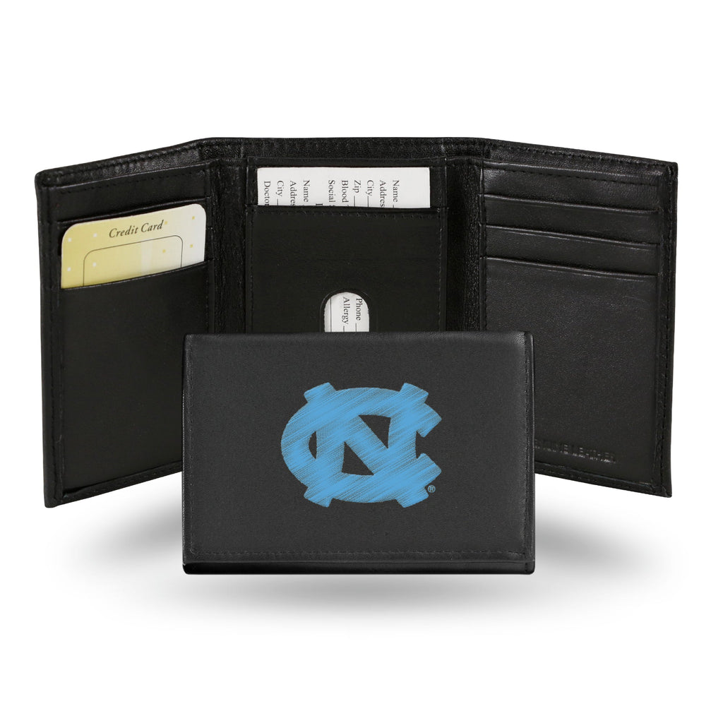 North Carolina Tar Heels Wallet Trifold Leather Embroidered Special Order