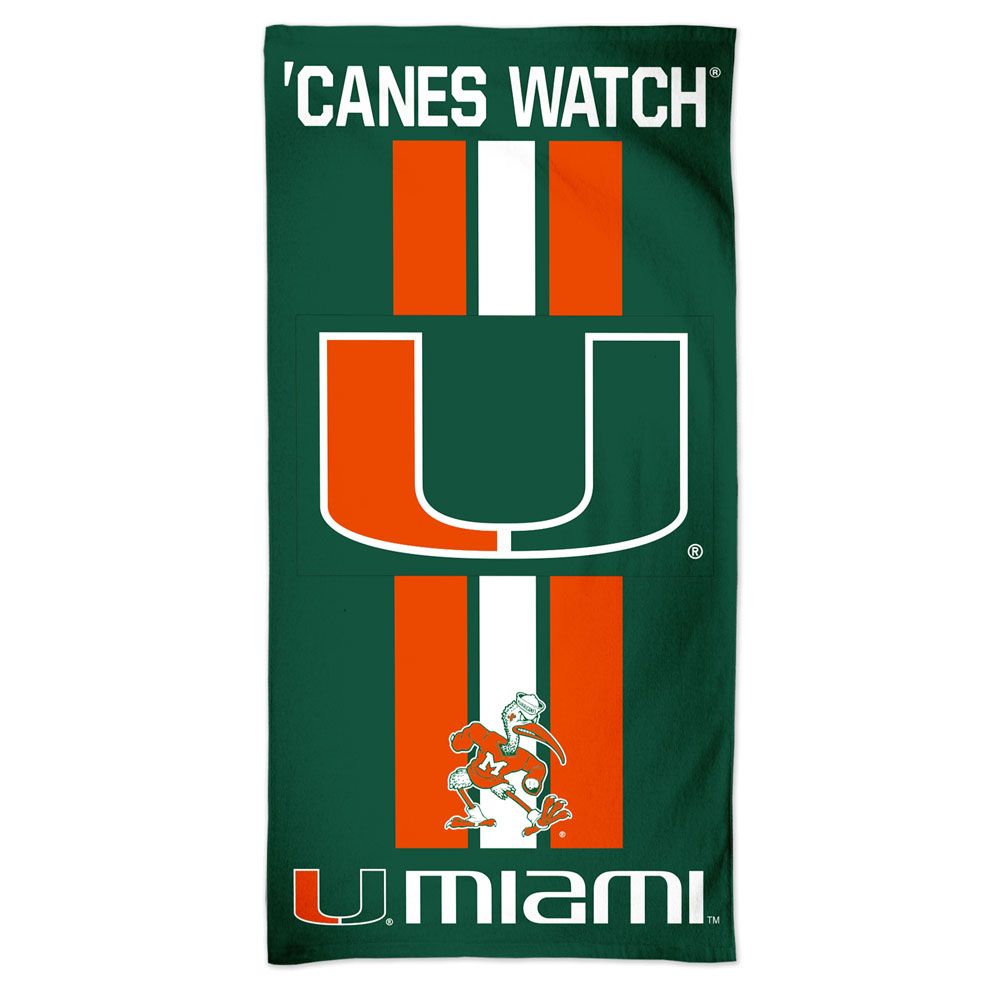 Miami Hurricanes Towel 30x60 Beach Style Special Order