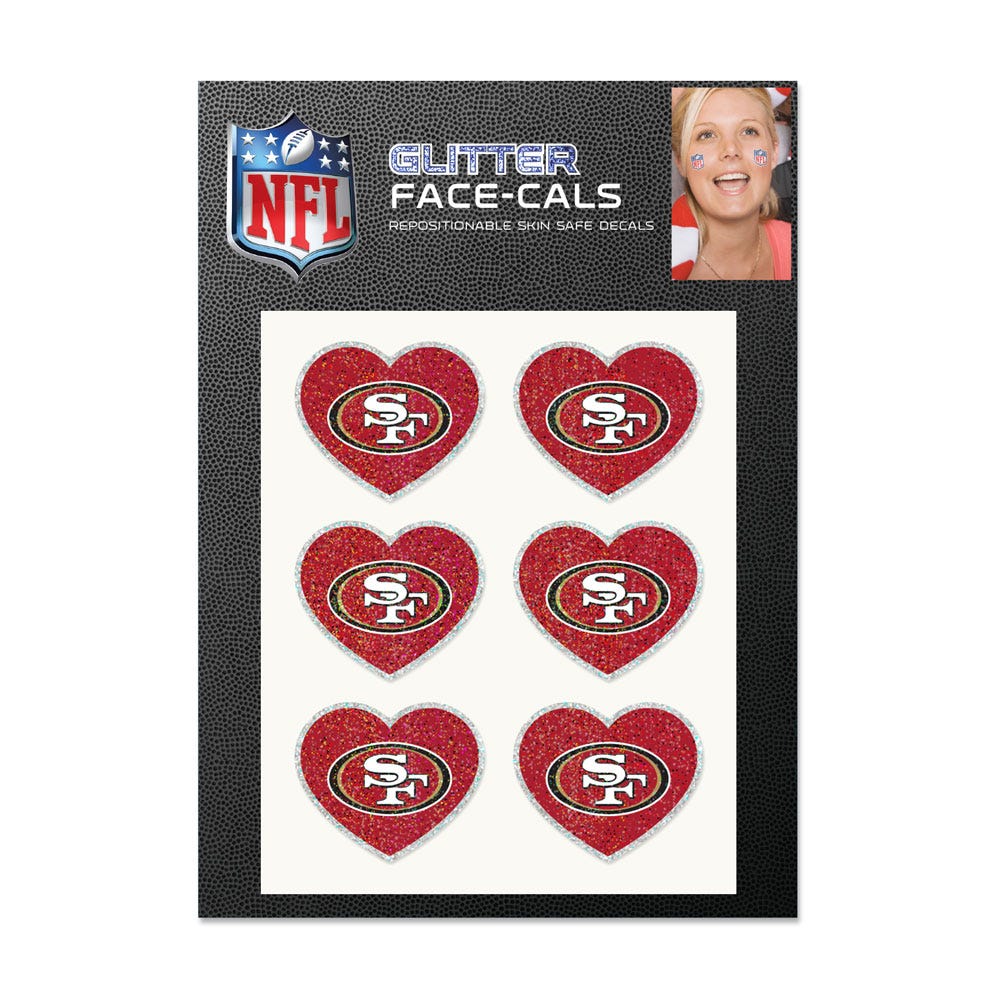 San Francisco 49ers Tattoos Face Cals Heart Glitter Special Order