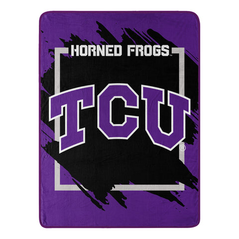 Texas Christian Horned Frogs Blanket 46x60 Micro Raschel Dimensional Design Rolled