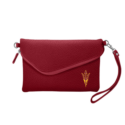 Arizona State Sun Devils Fold Over Crossbody Pebble - Maroon