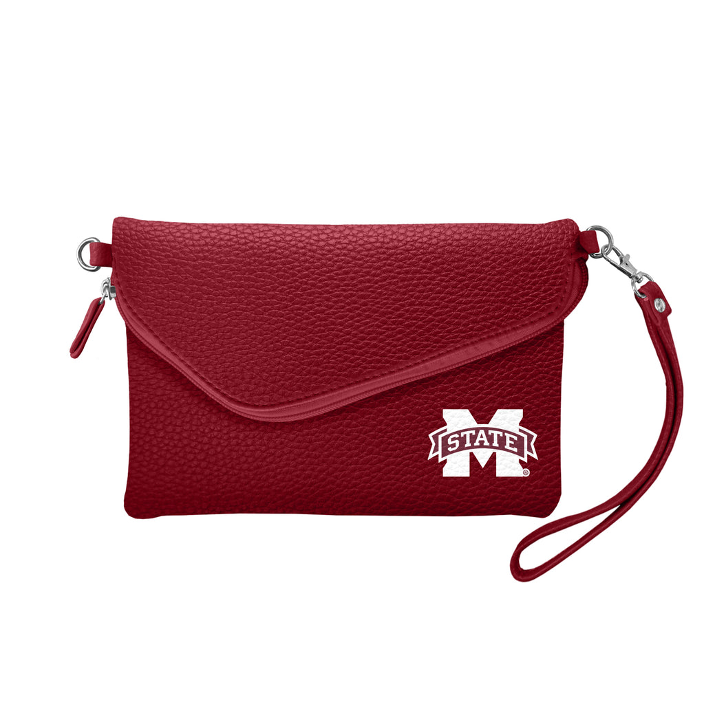 Mississippi State Bulldogs Fold Over Crossbody Pebble - Maroon