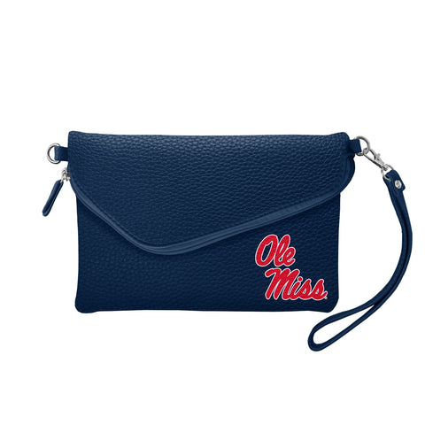 Ole Miss Rebels Fold Over Crossbody Pebble - NAVY