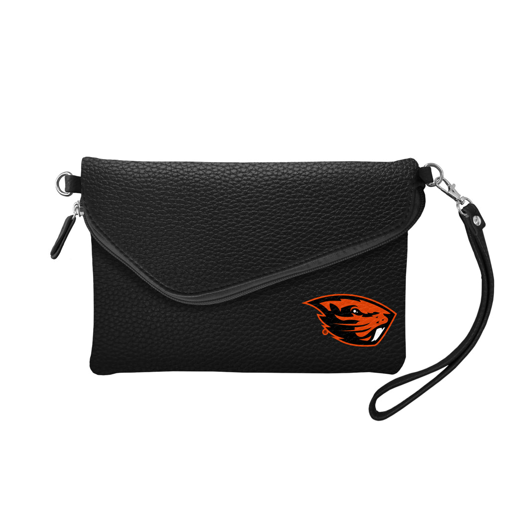 Oregon State Beavers Fold Over Crossbody Pebble - Black