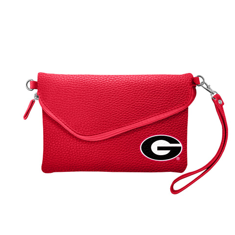 Georgia Bulldogs Fold Over Crossbody Pebble - Light Red