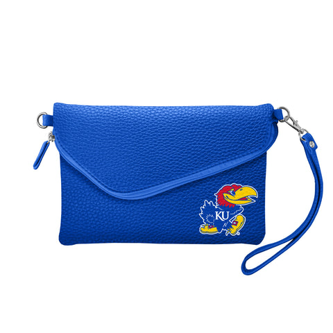 Kansas Jayhawks Fold Over Crossbody Pebble - Royal