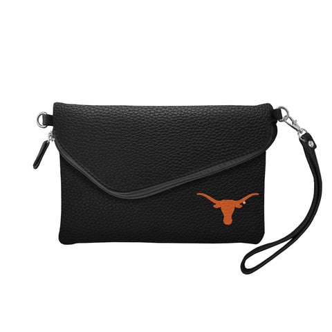 Texas Longhorns Fold Over Crossbody Pebble - Black