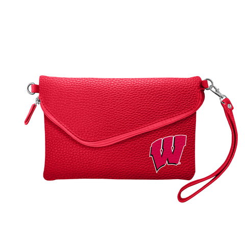 Wisconsin Badgers Fold Over Crossbody Pebble - Light Red