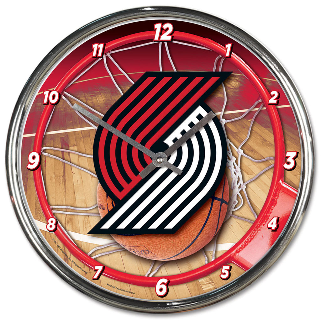 Portland Trail Blazers Clock Round Wall Style Chrome