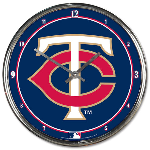 Minnesota Twins Clock Round Wall Style Chrome