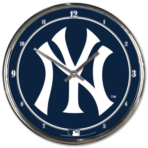 New York Yankees Round Chrome Wall Clock