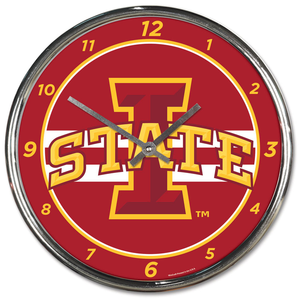 Iowa State Cyclones Round Chrome Wall Clock