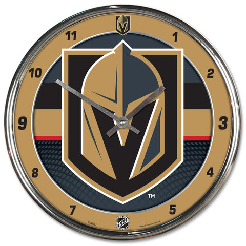 Las Vegas Golden Knights Clock Round Wall Style Chrome