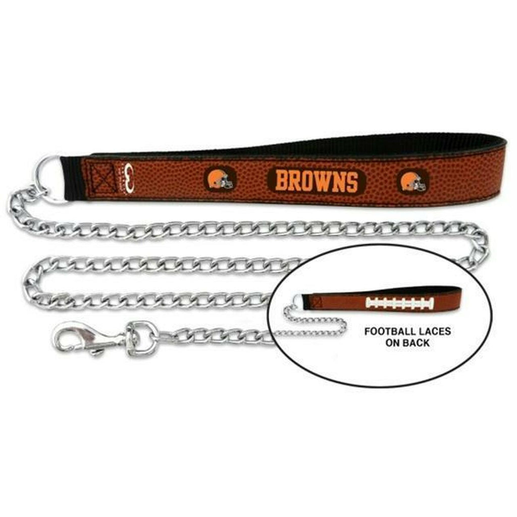 Cleveland Browns Pet Leash Leather Chain Football Size Large 