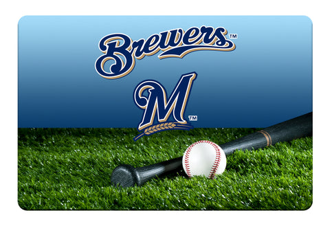 Milwaukee Brewers Pet Bowl Mat Team Color Baseball Size Large 