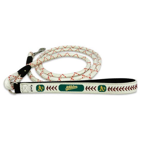 Oakland Athletics Pet Leash Leather Frozen Rope Baseball Size Medium 