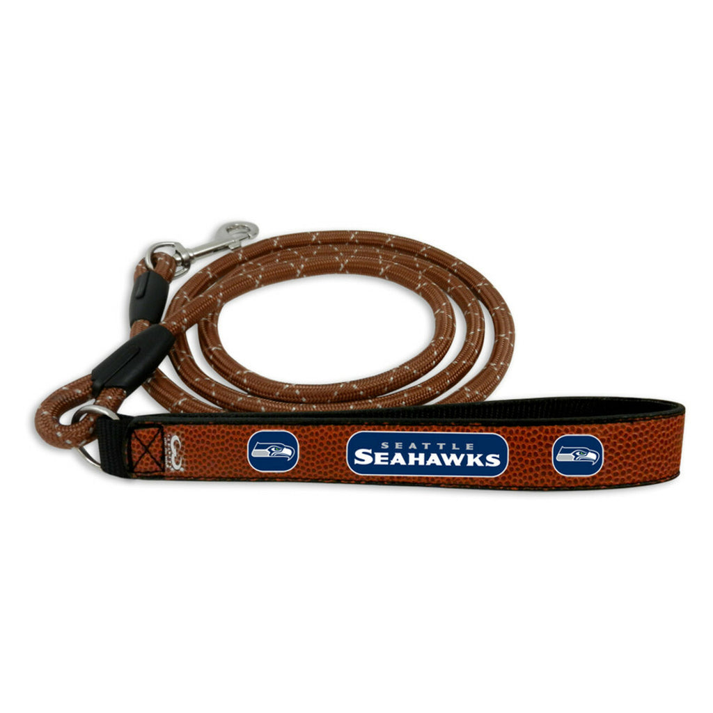 Seattle Seahawks Pet Leash Leather Frozen Rope Football Size Large 