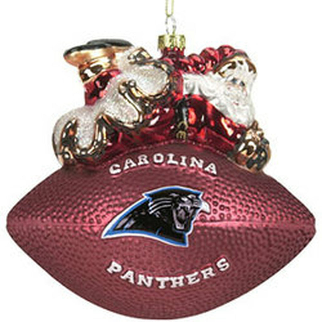 Carolina Panthers Ornament 5 1/2 Inch Peggy Abrams Glass Football 