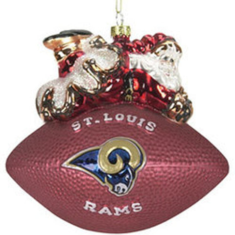 St. Louis Rams Ornament 5 1/2 Inch Peggy Abrams Glass Football CO