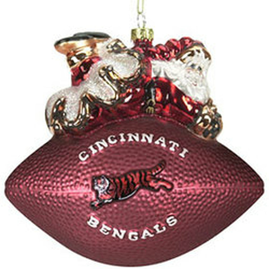 Cincinnati Bengals Ornament 5 1/2 Inch Peggy Abrams Glass Football 