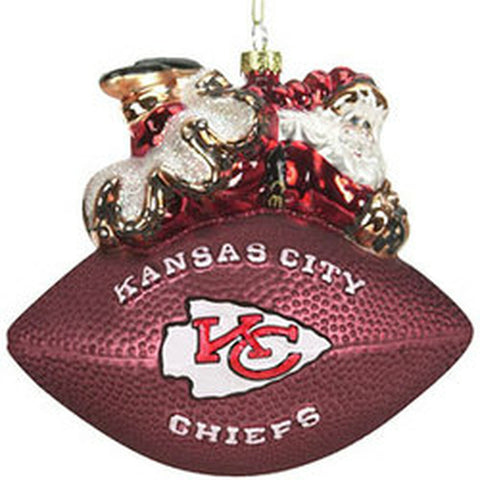 Kansas City Chiefs Ornament 5 1/2 Inch Peggy Abrams Glass Football 