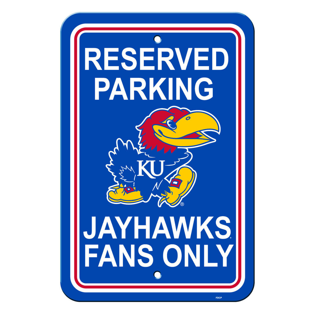 Kansas Jayhawks Sign 12x18 Plastic Reserved Parking Style CO