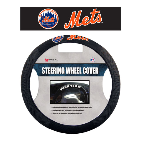 New York Mets Steering Wheel Cover Mesh Style 