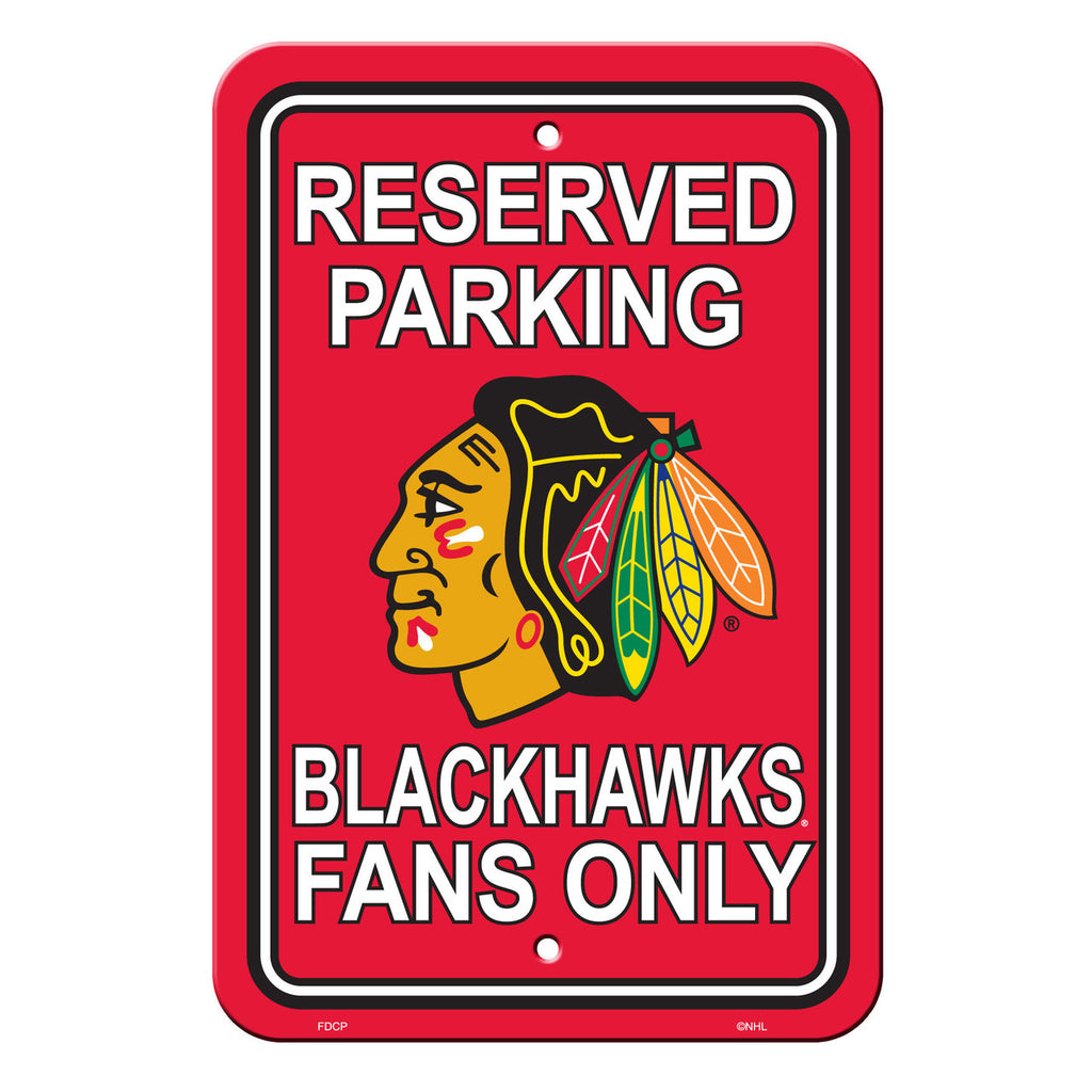 Chicago Blackhawks Sign 12x18 Plastic Reserved Parking Style 