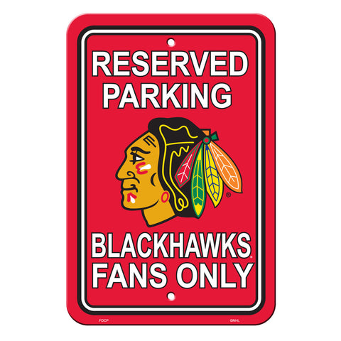 Chicago Blackhawks Sign 12x18 Plastic Reserved Parking Style 
