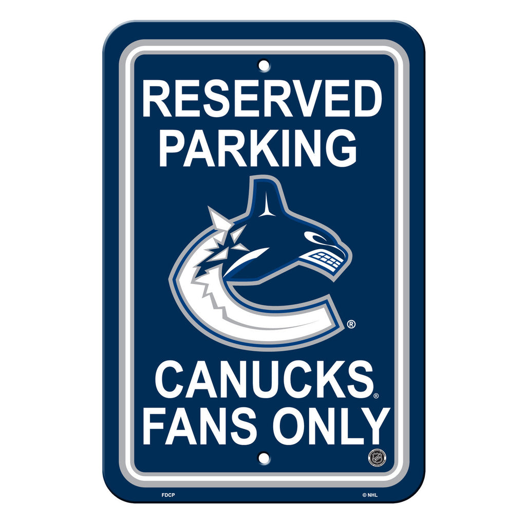 Vancouver Canucks Sign 12x18 Plastic Reserved Parking Style 