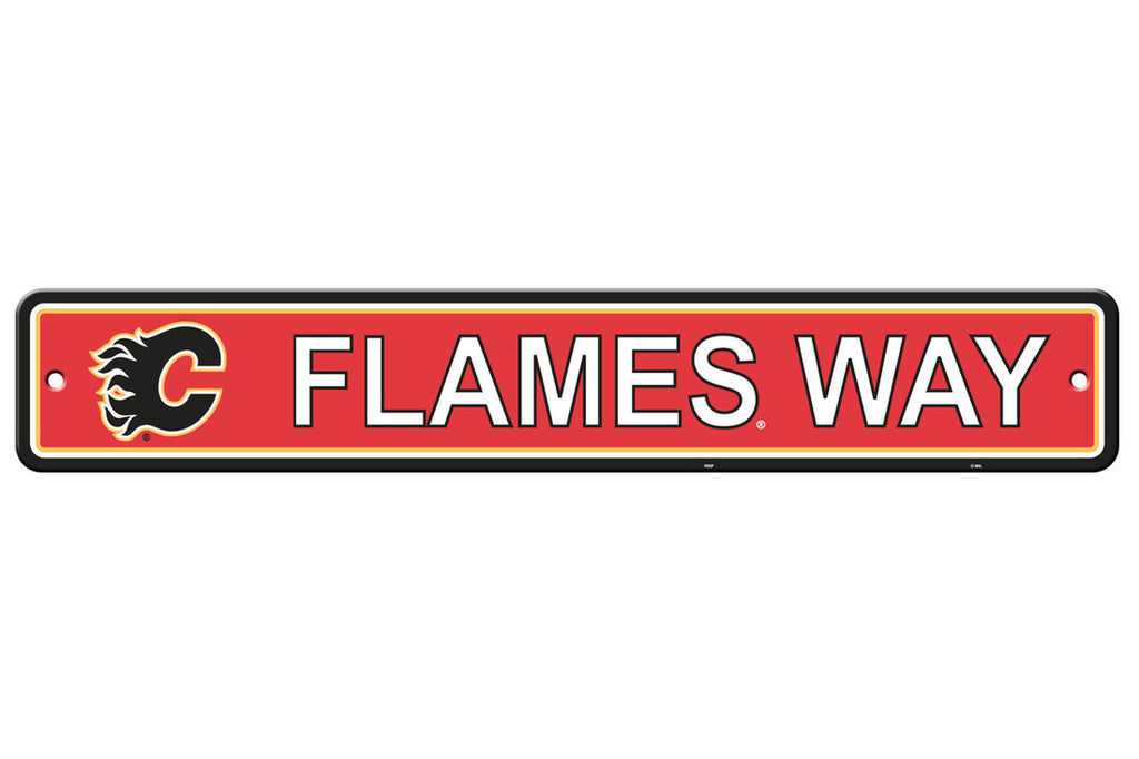 Calgary Flames Sign 4x24 Plastic Street Style 