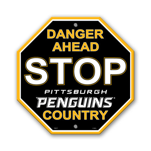 Pittsburgh Penguins Sign 12x12 Plastic Stop Style 