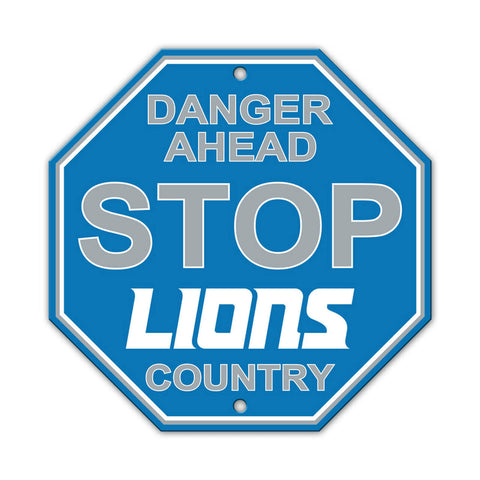 Detroit Lions Sign 12x12 Plastic Stop Style Wordmark 