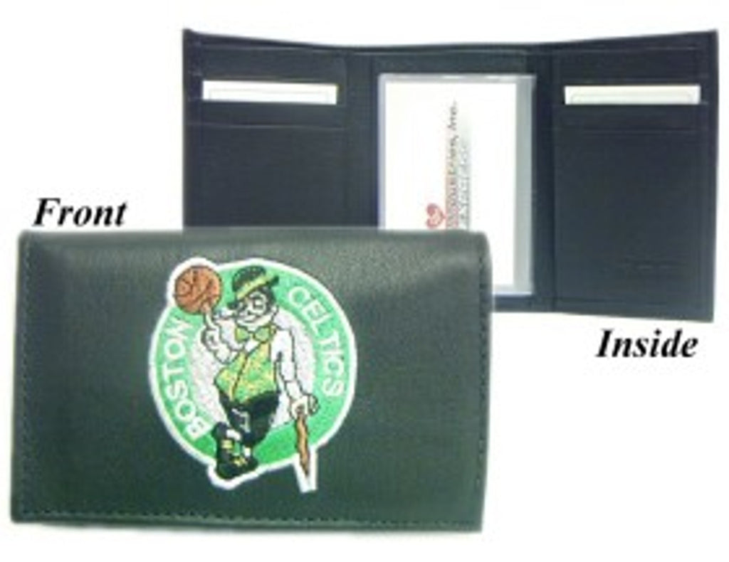 Boston Celtics Embroidered Leather Tri Fold Wallet