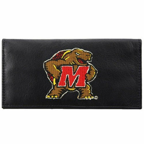 Maryland Terrapins Checkbook Cover Embroidered Leather 