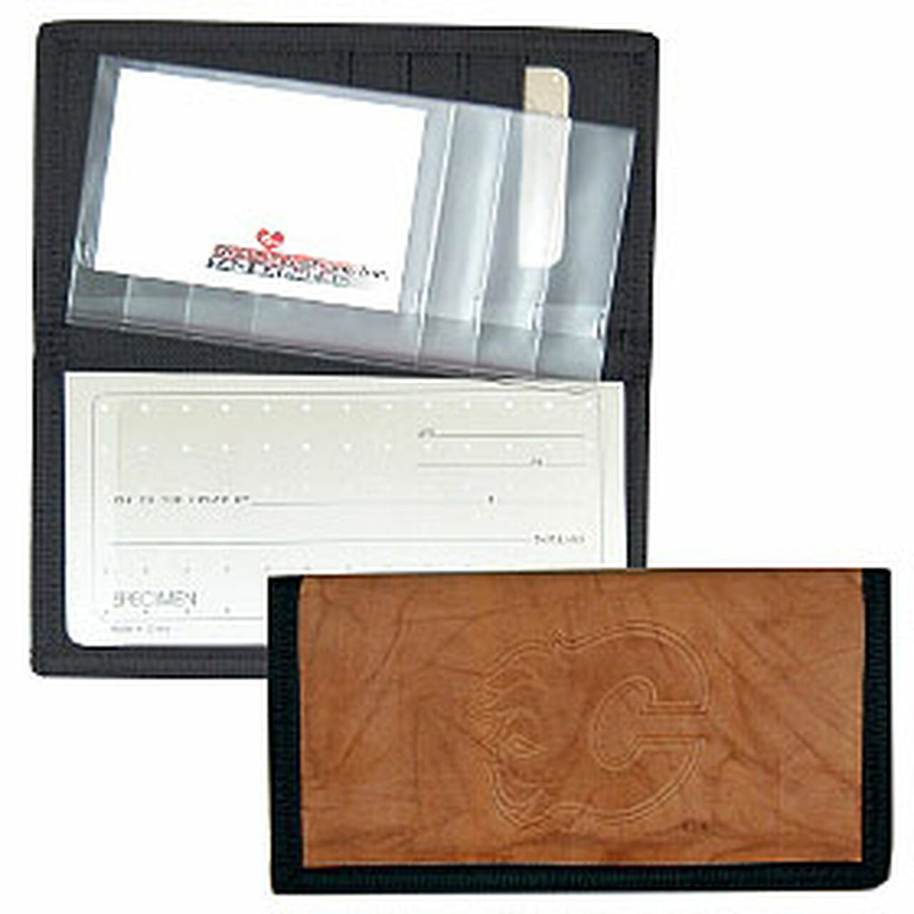 Calgary Flames Checkbook Cover Leather/Nylon Embossed 