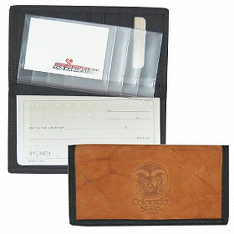 Colorado State Rams Checkbook Cover Leather/Nylon Embossed 