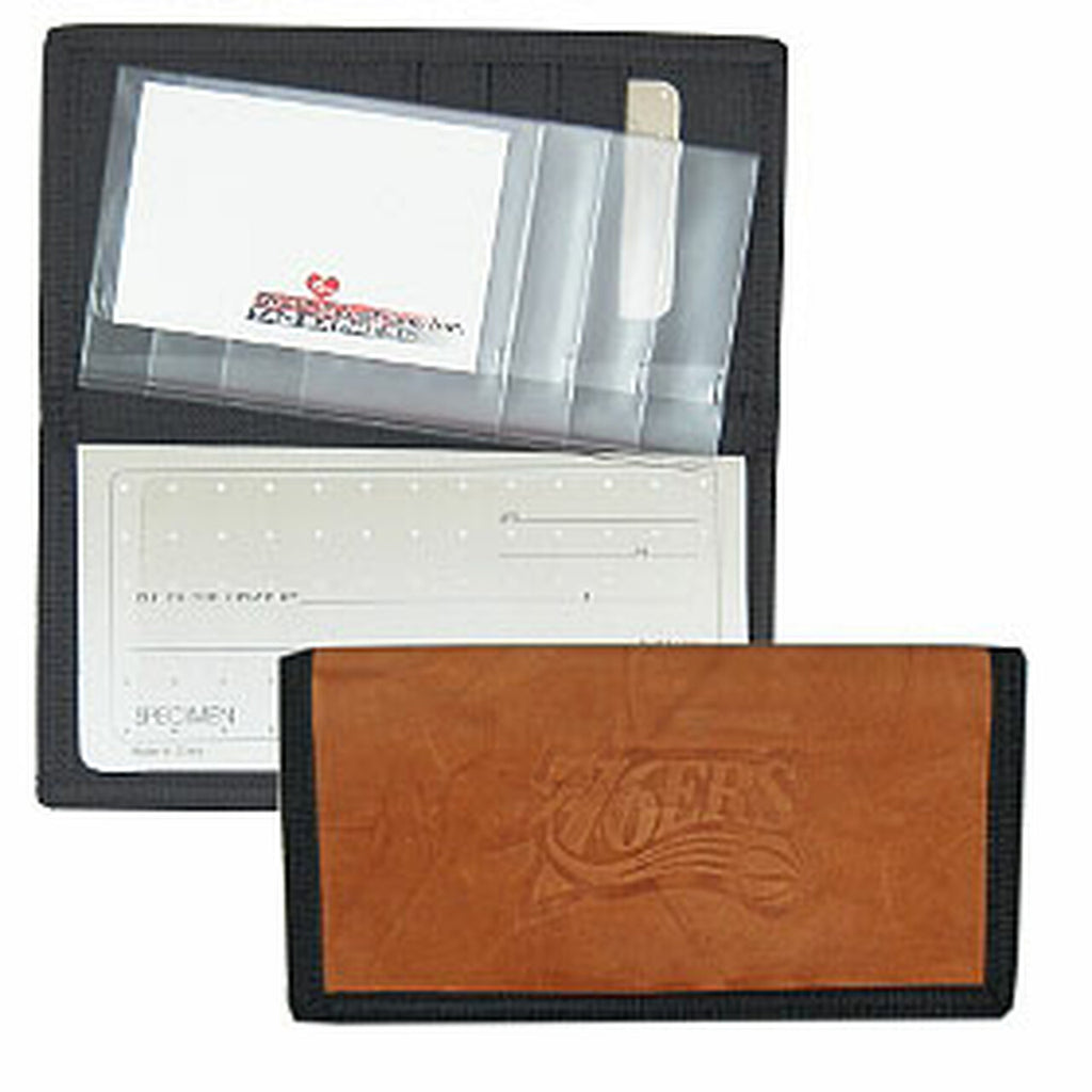 Philadelphia 76ers Checkbook Cover Leather/Nylon Embossed 