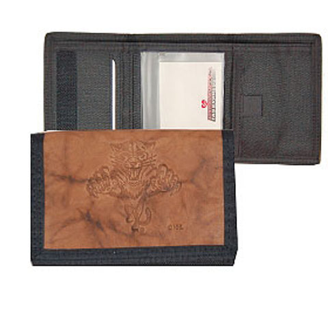 Florida Panthers Leather/Nylon Embossed Tri Fold Wallet