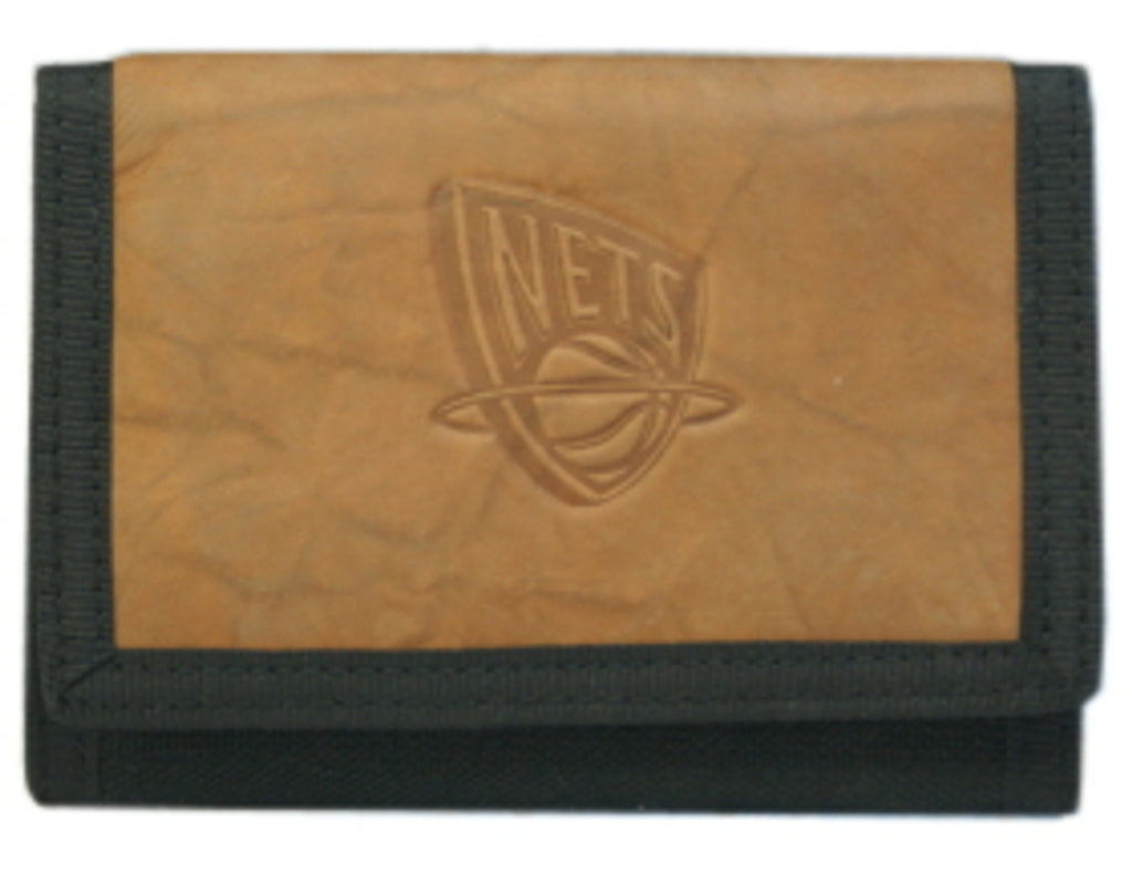 New Jersey Nets Leather/Nylon Embossed Tri Fold Wallet