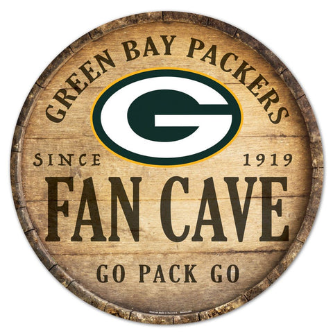 Green Bay Packers s Sign Wood 14 Inch Round Barrel Top Design