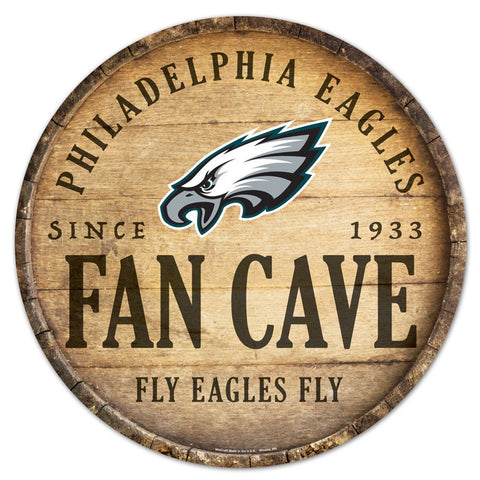 Philadelphia Eagles Sign Wood 14 Inch Round Barrel Top Design