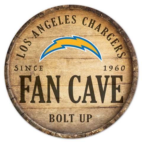Los Angeles Chargers Sign Wood 14 Inch Round Barrel Top Design