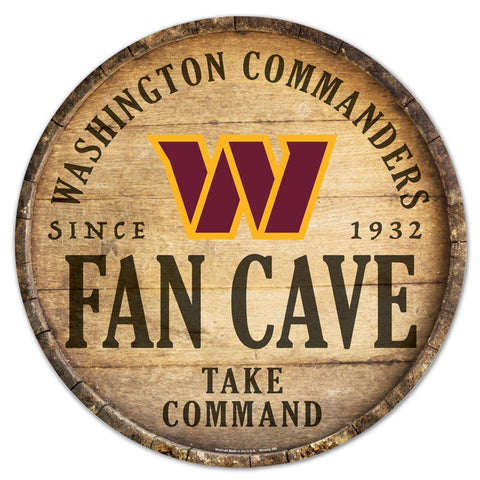 Washington Huskies Commanders Sign Wood 14 Inch Round Barrel Top Design
