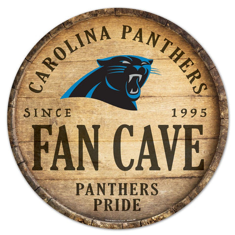 Carolina Panthers Sign Wood 14 Inch Round Barrel Top Design