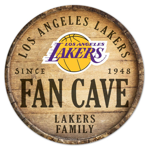 Los Angeles Lakers Sign Wood 14 Inch Round Barrel Top Design Special Order